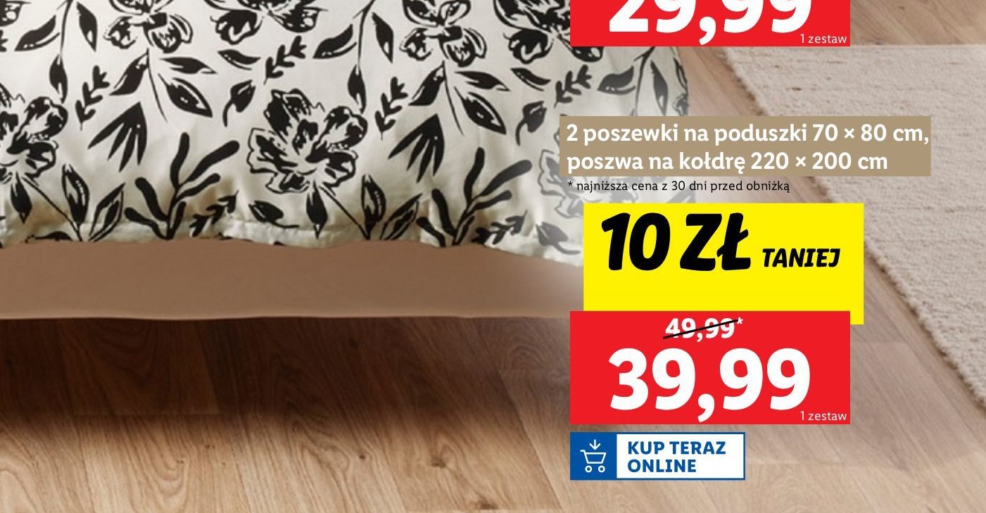 Pościel z mikrowłókna satynowego 220 x 200 cm + 2 x 70 x 80 cm LIVARNO HOME promocja w Lidl