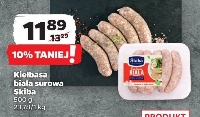 Kiełbasa biała surowa Skiba promocja w Netto