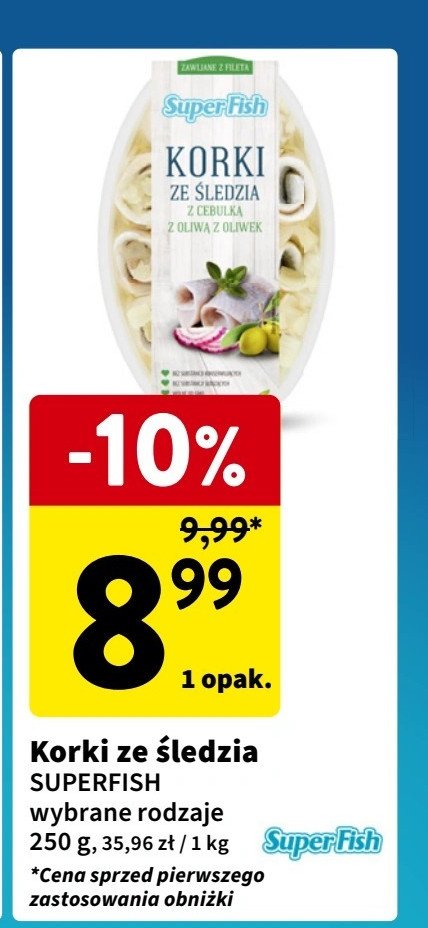 Korki ze śledzia z cebulką z oliwą z oliwek Superfish promocja w Intermarche