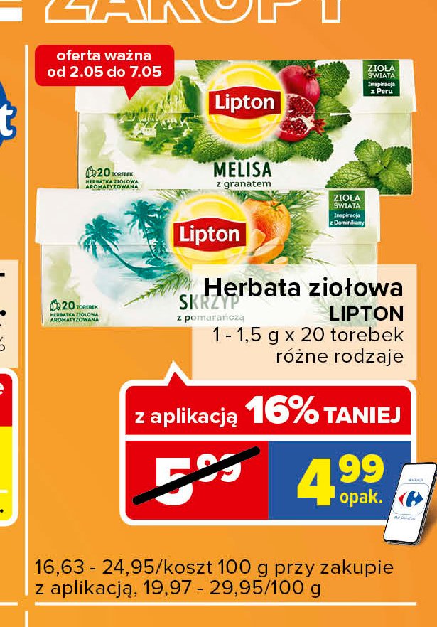 Herbatka melisa z granatem Lipton zioła świata promocje
