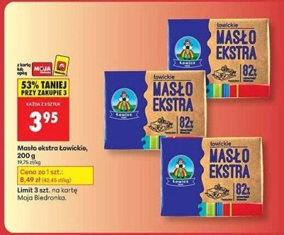 Masło ekstra Łowickie 200g promocja w Biedronka