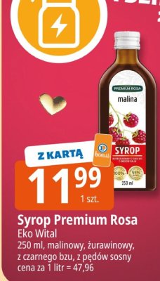 Syrop Premium Rosa Eko Wital malinowy promocja w Leclerc