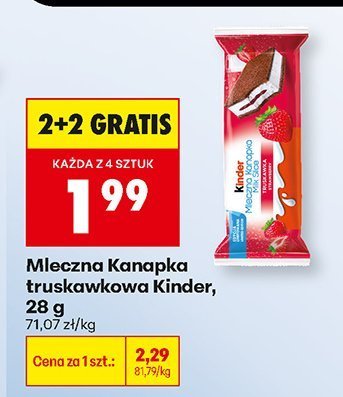 Mleczna Kanapka truskawkowa Kinder, 28 g promocja w Biedronka