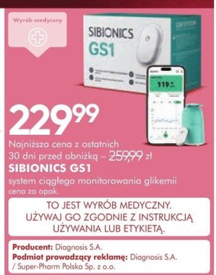 System ciągłego monitorowania glikemii SIBIONICS GS1 promocja w Super-Pharm