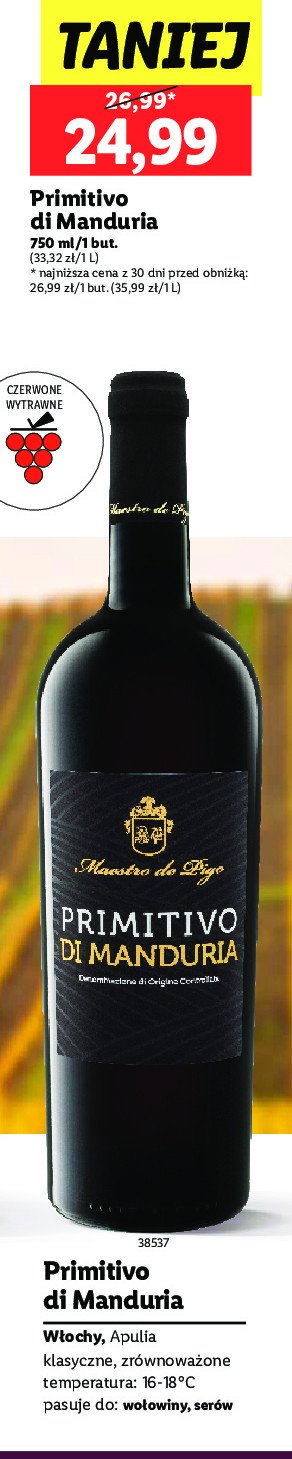 Wino Maestro de pigo primitivo di manduria promocja w Lidl