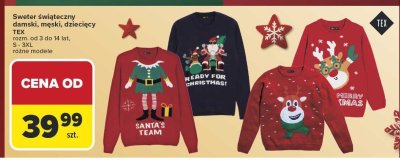 Sweter świąteczny damski, męski, dziecięcy TEX promocja w Carrefour