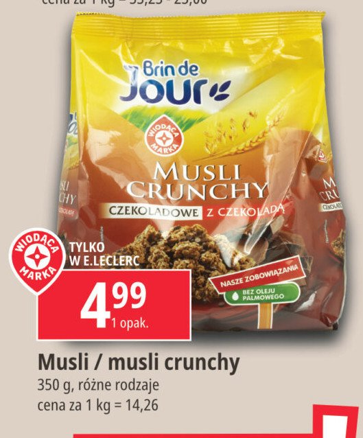 Musli crunchy czekoladowe z czekoladą Wiodąca marka brin de jour promocja