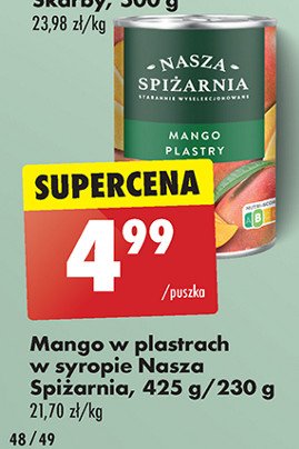 Mango w plastrach w syropie Nasza spiżarnia promocja w Biedronka