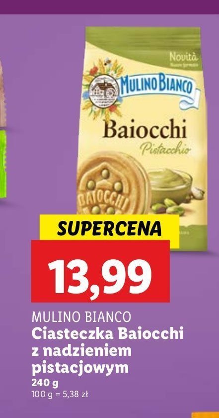 Ciastka baiocchi pistacjowe Mulino bianco promocja