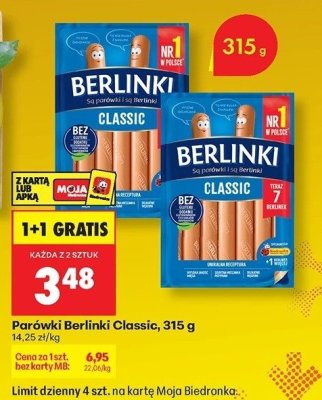 Parówki Berlinki Classic, 315 g promocja w Biedronka