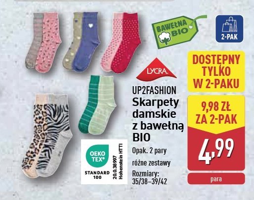 Skarpety damskie rozm. 35/38-39/42 Up2fashion promocja w Aldi