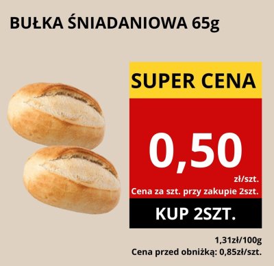 Bułka śniadaniowa 65g promocja w Supeco