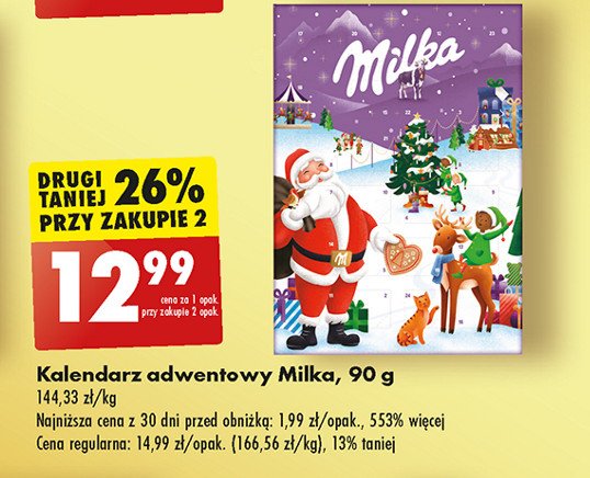 Kalendarz adwentowy Milka promocja w Biedronka