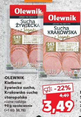 Kiełbasa krakowska sucha z szynki Olewnik promocja