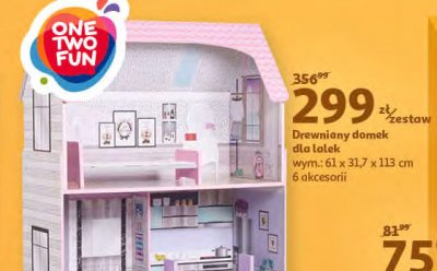 Drewniany domek dla lalek 61 x 31.7 x 113 cm One two fun promocja w Biedronka