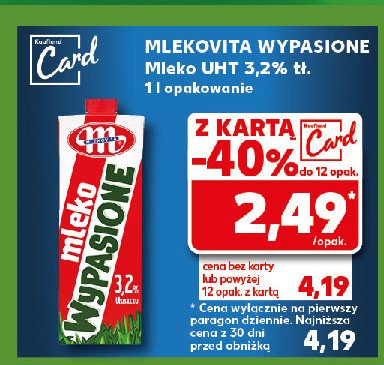 Mleko 3.2% Mlekovita wypasione promocja w Kaufland