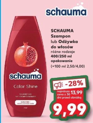 Szampon SCHAUMA lub Odżywka do włosów różne rodzaje 400/250 ml opakowanie promocja w Kaufland