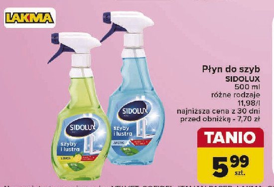 Płyn do szyb i luster arctic Sidolux promocja