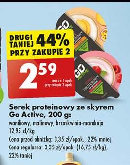 Serek proteinowy ze skyrem brzoskwinia-marakuja Go active promocja