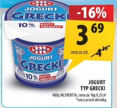 Jogurt typ grecki Mlekovita 400g promocja w Arhelan
