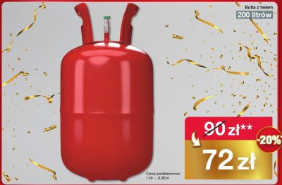 Butla z helem 200 litrów promocja w Woolworth