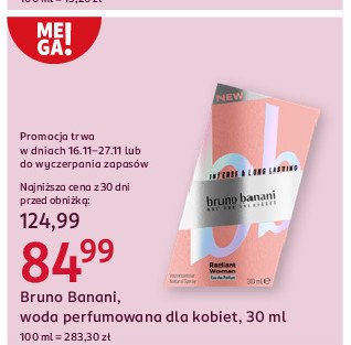 Woda perfumowana Bruno banani radiant woman promocja w Rossmann