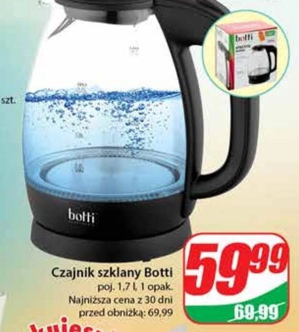Czajnik szklany 1.7 l Botti electronic promocja