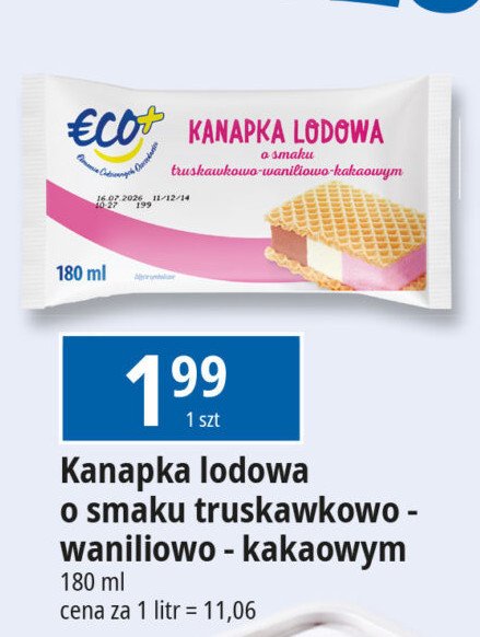 Kanapka lodowa waniliowo-truskawkowo-kakaowa Eco+ promocja