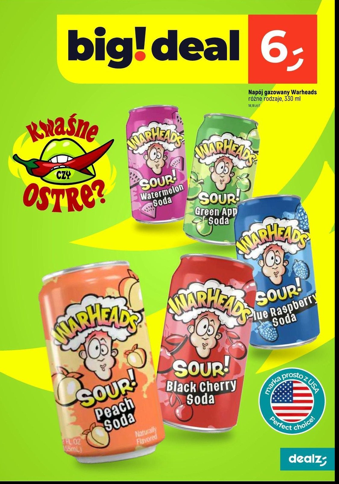 Napój peach soda WARHEADS promocja