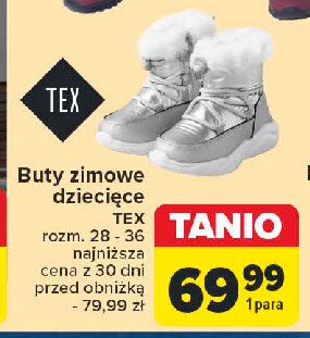 Buty zimowe dziecięce 28-36 Tex promocja