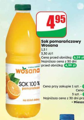 Sok pomarańczowy Wosana promocja w Dino