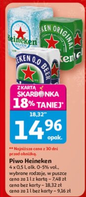 Piwo Heineken 0-5% vol. promocja w Auchan