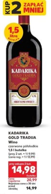 Wino  Gold Tradija czerwone półsłodkie promocja w Kaufland