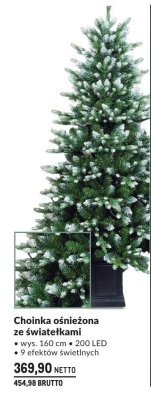 Choinka ośnieżona ze światełkami 160 cm 200 LED promocja w Makro