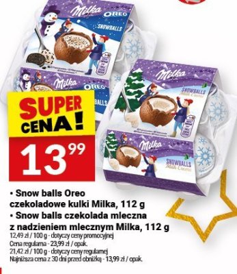 Snow balls Oreo czekoladowe kulki Milka promocja w Twój Market