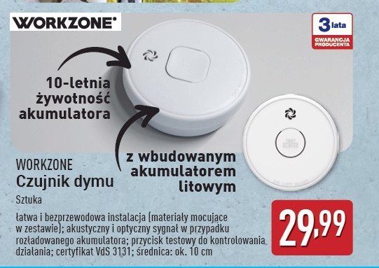 Czujnik dymu WORKZONE promocja w Aldi