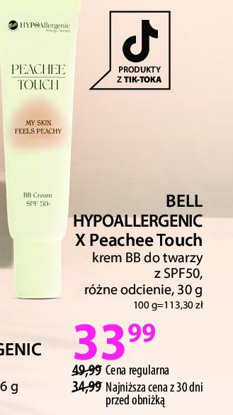 Krem bb spf50 01 Bell hypoallergenic x peachee touch promocja w Hebe