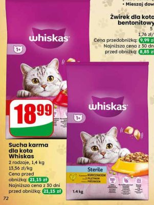Sucha karma dla kota Whiskas 2 rodzaje promocja w Dino