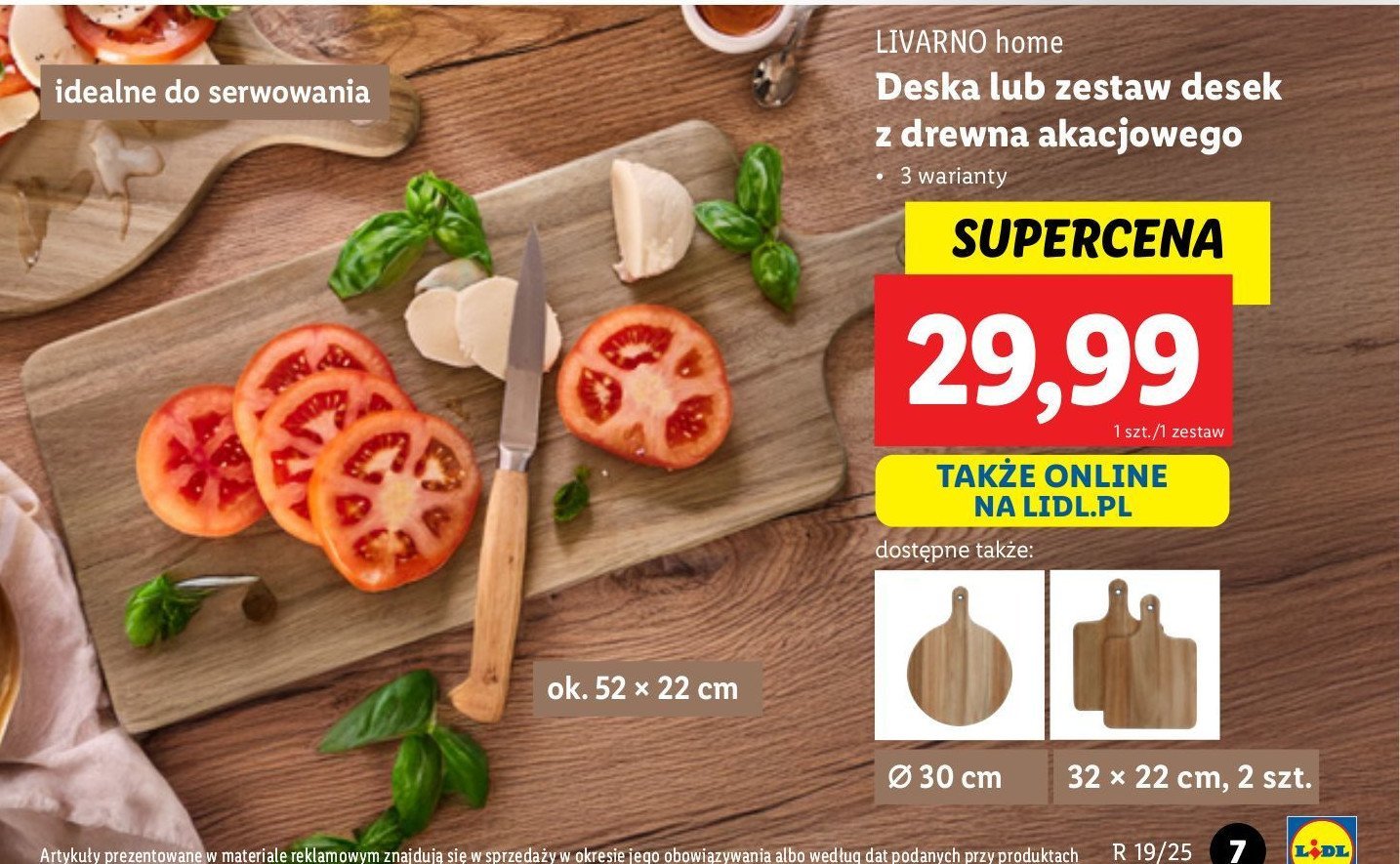 Deska z drewna akacjowego 52 x 22 cm LIVARNO HOME promocja w Lidl