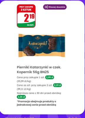 Pierniki Katarzynki w czekoladzie 56 g promocja w Dino