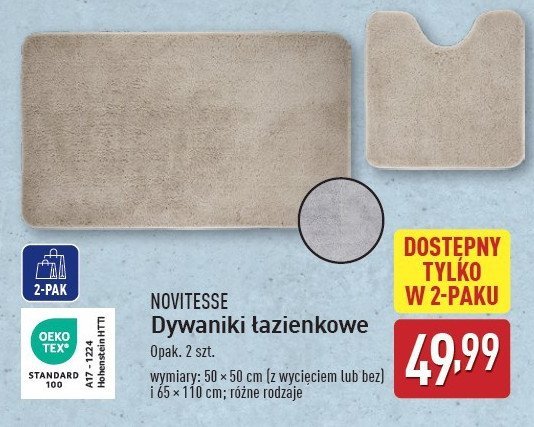 Dywaniki łazienkowe 50 x 50 cm + 65 x 110 cm Novitesse promocja