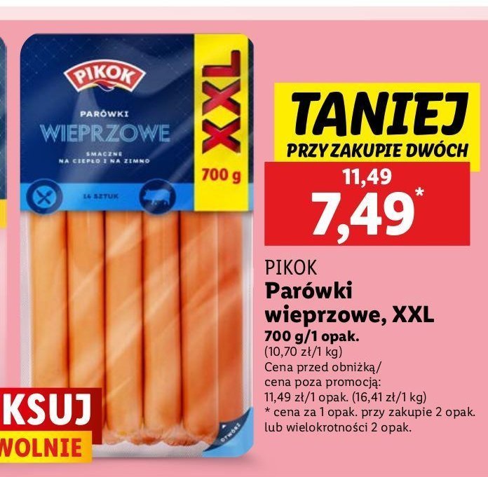 Parówki wieprzowe Pikok promocja