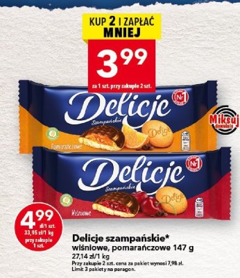 Ciastka Delicje szampańskie pomarańczowe 147 g promocja w LEWIATAN