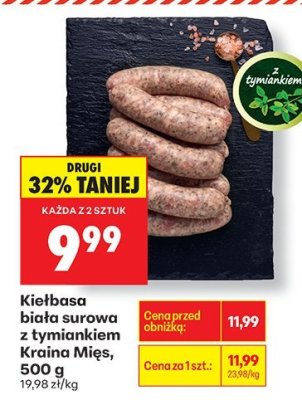 Kiełbasa biała surowa z tymiankiem Kraina Mięs, 500 g promocja w Biedronka