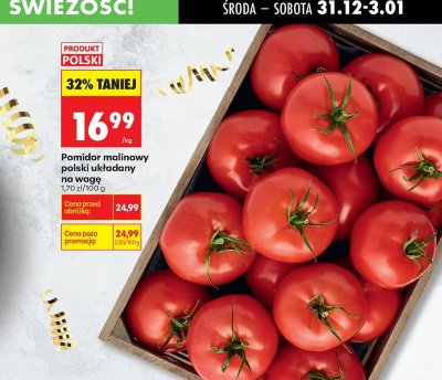 Pomidor malinowy polski ułożany na wagę promocja w Biedronka