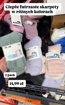 Skarpety futrzaste Kubota promocja w Biedronka