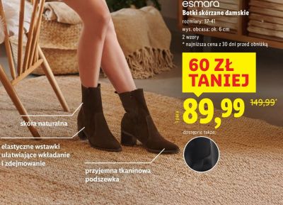 Botki skórzane damskie  promocja w Lidl