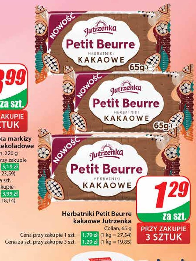 Herbatniki kakaowe Jutrzenka petit beurre promocja w Dino