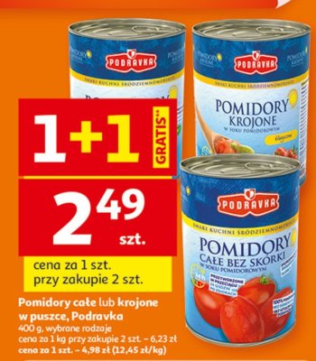 Pomidory całe lub krojone w puszce Podravka 400 g, wybrane rodzaje promocja w Auchan