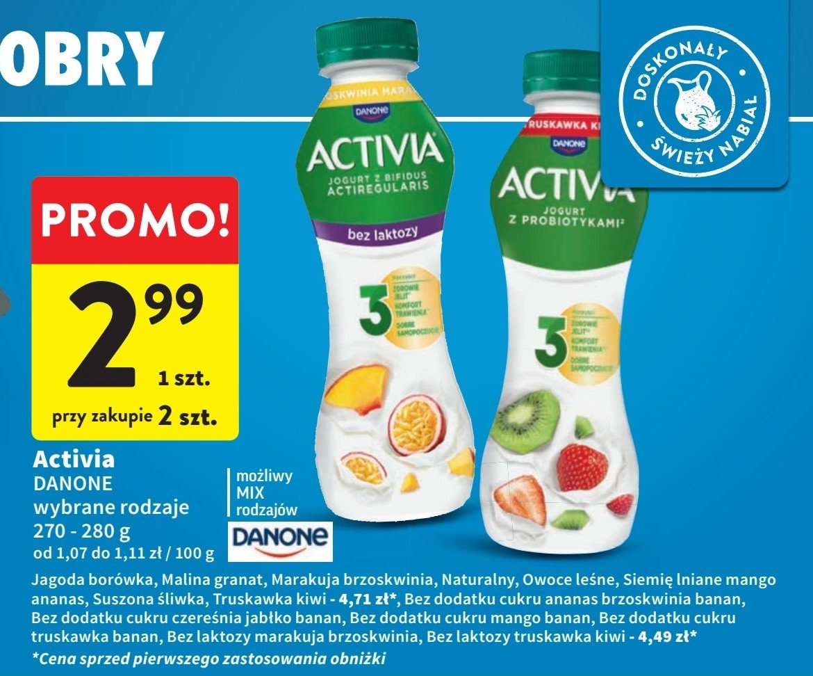 Jogurt bez cukru truskawka-banan Danone activia promocja